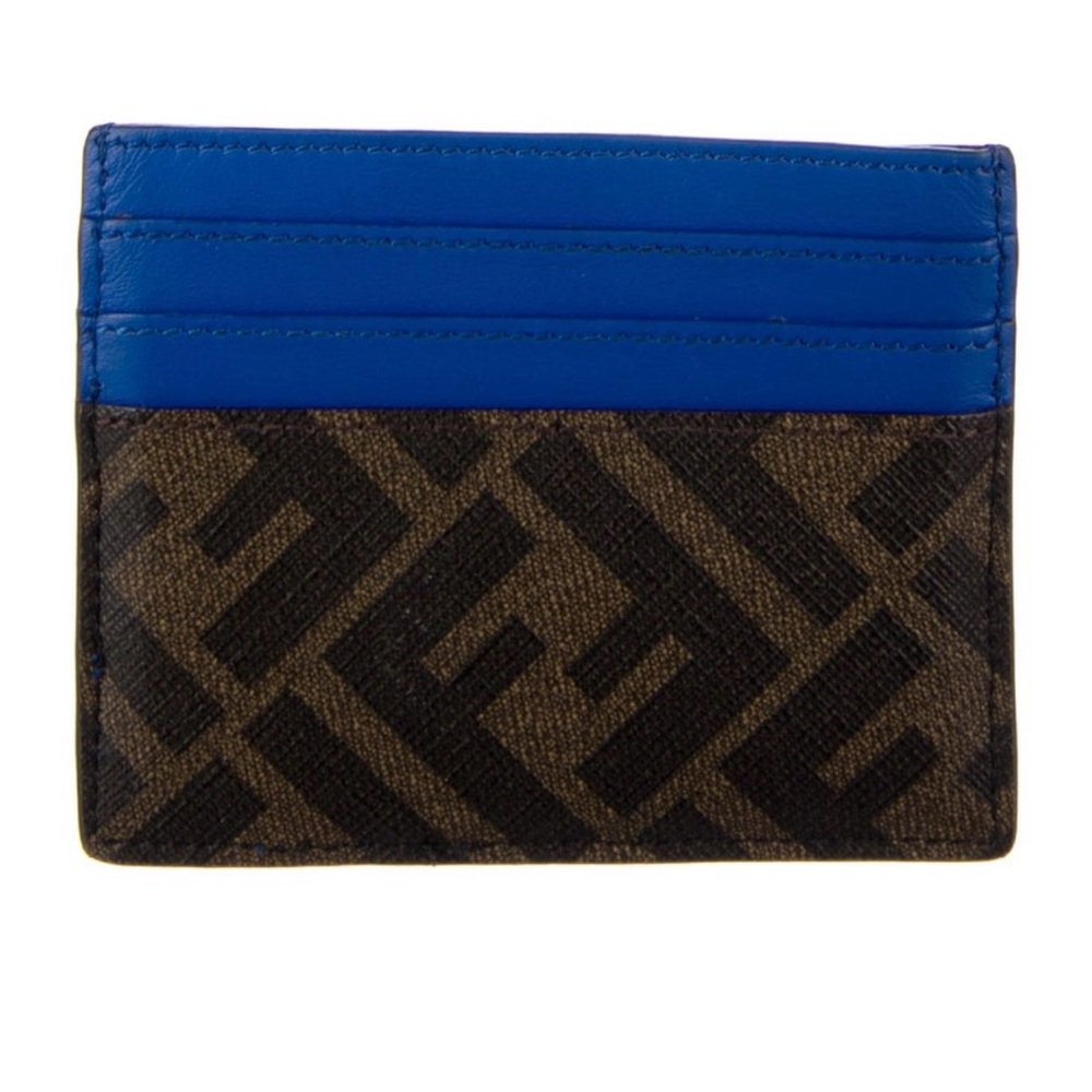 FENDI Zucca FF logo printed - Blue and Brown - Card Holder NWOT - Picture 3 of 5